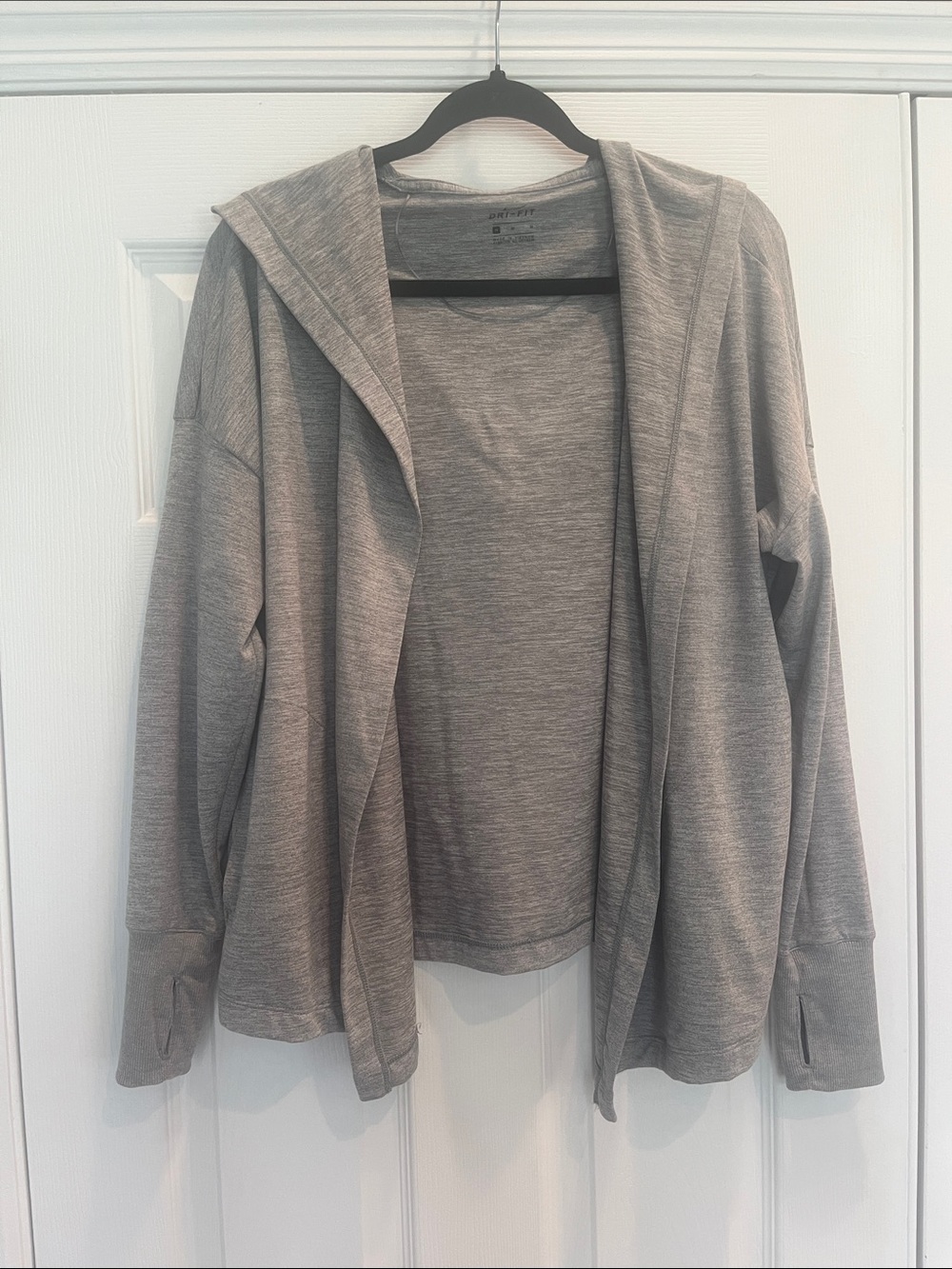 Nike Gray Hooded Lightweight Open-Front Jacket